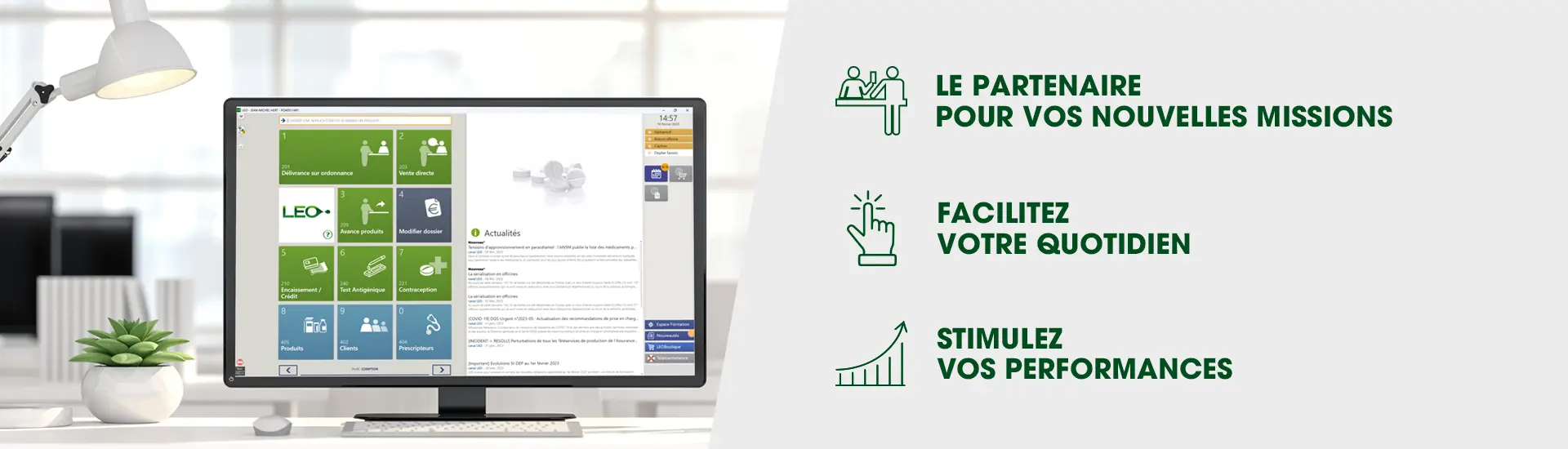 Interface du logiciel de gestion de pharmacie LEO
